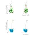 Miniatyrbillede 4 af 5: Håndlavede vanddråbeformede spiralformede lampwork-modeglasperle-vedhængsøreringe