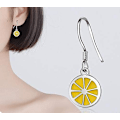 Miniatyrbillede 3 af 5: Heyone Tiny Sweet Yellow Lemon Charm Dangle Threader Drop Øreringe