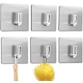 Miniatyrbild 1 av 5: 3M-krokar självhäftande väggkrokar kommandokrokar för att hänga tunga handdukar galgar svart badrumsrockkrok för badrum kök kläder (silver, 6-pack)