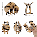 Miniatyrbillede 3 af 5: Hårklemme til kvinder og piger, 6 stk. 2,2 tommer skildpadde barrettes akryl hårklemme klemme celluloid leopard