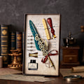 Pikkukuva 1 / 5: Peacock Mechanical Punk Style Wings Pen Dip Ink Set (Excluding Notebook/Notepad) Grön