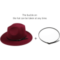 Miniatyrbillede 3 af 5: Dame Bæltespænde Fedora Hat Klassisk Bredskygget Filt Panama Hat
