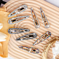 Miniatyrbillede 2 af 5: 8 stk. hårklemmer med rhinsten, vanddråbe krystal hårspænder, bling metal snap duckbill hårnåle, glitter hårnål, sort