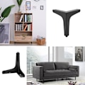 Pikkukuva 4 / 5: 4 kpl Mustat Metalliset Huonekalujalat - 6\" Moderni Sovan, Sovan, Tuolin, Pöydän, Kaapin DIY-Huonekalujalat, Raskaat Kolmion Muotoiset Vaihtojalat