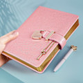 Miniatyrbillede 3 af 5: Hjerteformet låsedagbog med nøgle og hjertepen, PU-læderjournal, personlige arrangører, hemmelig notesbog til kvinder og piger (A: Perlepink)