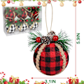 Miniatyrbillede 2 af 5: 6 stk. Julekugler i Buffalo Plaid
