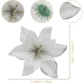 Miniatyrbild 3 av 5: Julstjärna blommor 30 st glitter julstjärna julgransprydnader konstgjorda blommor för julgran 5,12 tum-silver