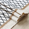 Miniatyrbillede 3 af 5: Rustik makramé bordløber med pomponer, håndvævet, bomuld og burlap, til køkkenbord, spisestue