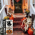 Pikkukuva 4 / 5: Halloween-aaveinen kissan Boo-puutarhalippu 12x18 tuumaa Pieni kaksisivuinen pellavamainen Tervetuloa Kausiloma Piha Ulkona