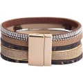 Miniatyrbild 4 av 5: Heyone Dam Läder Manschett Armband Fjäder Multi Strand Armband Wrap Armband Turkos Boho Armband Flätad Läder