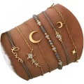 Miniatyrbild 1 av 4: Boho-rep armband för kvinnor mode guld måne handkaten stjärna Lovr handkedja pärlarmband smycken för flickor