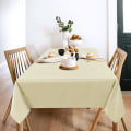 Miniatyrbilde 3 av 5: 2 stk. beige duker 54 x 78 tommer, rektangulær 4 fots duk - flekkbestandig rynkebestandig vaskbar polyester duker til bord