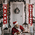 Miniatyrbild 4 av 4: Juldekorationer God Jul Banner Xmas Veranda Dörrskylt Välkomstbanderoll För Inomhus Utomhus Vägg Juldekorationer Inomhus Utomhus
