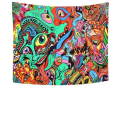 Miniatyrbillede 1 af 5: Psykedelisk Arabesk Gobelin Abstrakt Hippie Gobeliner Fantasy Trippy Gobelin Fraktal Farverig Monster