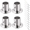 Miniatyrbild 1 av 5: 4-pack rostfria stångfästen, flänsstångshållare, väggmonterat rörfäste med skruvar för garderob, dusch (passar 25 mm / 1 tum) (silverfärg)
