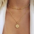 Miniatyrbilde 2 av 4: Flotte lagdelte halskjeder med initialer for kvinner, trendy, 14K ekte gullbelagt bindersklipskjede, søtt heksagonformet bokstavanheng, choker med initialer
