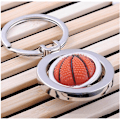 Miniatyrbillede 2 af 5: 2 stk. Kreativ roterende basketball nøglering, metal vedhæng nøglering nøgle fob gaveSølv-basketball