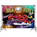 Pikkukuva 2 / 5: 70-luvun teemallinen valokuvaustausta 70- ja 80-lukujen disco-tanssi Prom-juhlan koristeluun Neon Glow -taustakuva Studio rekvisiitta Banneri 7x5ft