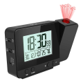 Miniatyrbild 1 av 5: Projektionsväckarklocka för sovrum, stor väckarklocka med projektion på taket med USB-port, batteribackup - Svart