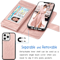 Pikkukuva 4 / 5: Lompakko Kotelo iPhone 13 Pro Max (6,7 tuumaa) 2021 Luksus ID Raha Luottokorttipaikat Pidike Kantolaukku Folio Flip PU Nahka - Rose Gold