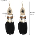 Miniatyrbillede 4 af 5: Bohemian fjer lange øreringe Boho Chic Dangle øreringe eksotisk stil kvast håndlavede super lette fjer fisk krog øreringe til piger kvinder