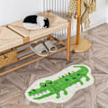 Miniatyrbillede 4 af 5: Grøn krokodilleformet tæppe, sødt kunstigt dyreprint bademåtte, bademåtte, brusebadsmåtte til boligindretning, badekar, gulv 15,7x29,5in