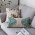 Miniatyrbilde 2 av 5: 3D Blomsterbroderi Dekorativ Pynte Putetrekk Gårdshus Bomull Lin Rektangulær Putevar 12 x 24 Tommer