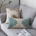 Miniatyrbillede 2 af 5: 3D Blomsterbroderi Dekorativ Lændepude Betræk Landhus Bomuld Linned Rektangulær Pudebetræk 12 x 24 Tommer