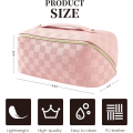 Miniatyrbillede 5 af 5: Makeup taske - Stor rejse kosmetik taske til kvinder, vaskbar vandtæt skønhed lynlås makeup organizer PU læder, pink