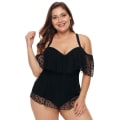 Miniatyrbilde 1 av 5: Kvinners Plus Size Ensfarget Svart Badedrakt Plus Size Badetøy, Varm Kilde Med Mage Kropp Svømmedrakt Kvinner