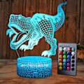Miniatyrbild 1 av 5: Dinosaurie 3D Illusionslampa för Pojkar Dinosaurie Lampa 16 Färger med Fjärrkontroll Smart Touch Nattlampa Bästa Present