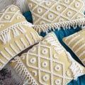 Miniatyrbillede 3 af 4: Boho Tufted Fringe Pudebetræk Dekorative Geometriske Mønster Kvadratiske Pudebetræk (Geometrisk C, 18\"x18\")