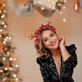 Miniatyrbilde 5 av 5: Julehodebånd med reinsdyrgevir, julehårbøyle, hodeplagg med bær, julefest, hodeplagg for kvinner og jenter