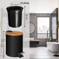 Miniatyrbillede 2 af 5: Affaldsspand til badeværelse - lille 3L pedalspand - rustfrit stål toiletspand - affaldsspand med lydløs låg
