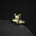 Miniatyrbillede 2 af 4: Justerbar Chihuahua hundfinger ring i rustfrit stål til kvinder og piger