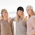 Miniatyrbillede 5 af 5: 3 stk. hæklet slouchy hue, håndlavet strikket floral sommer hue, strækbar let bomuld udskåret hat, khaki sort og hvid