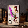 Pikkukuva 1 / 5: Peacock Mechanical Punk Style Wings Pen Dip Ink Set (Excluding Notebook/Notepad) Purpur