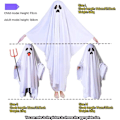 Miniatyrbilde 2 av 5: Spøkelseskostyme Unisex Barn og Voksen Halloween Fancy Cosplay Gutt Hvit Boo Spøkelseskappe Barn Skummel Knask eller Knep (Grimace) M(94CM)