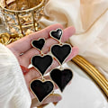 Miniatyrbillede 3 af 5: Heyone Chic Grønne Emallje Hjerte Ørestikker Post Guld Rød Sammenlåsende Hjerte Drop Dangle Øreringe til Kvinder Piger Jul Valentinsdag Gave