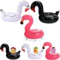 Miniatyrbild 1 av 5: Uppblåsbara dryckeshållare, dryck flyter uppblåsbara fågelkopp underlägg rosa flamingo dryckeshållare svart och vit (6-pack)