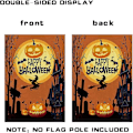 Pikkukuva 2 / 5: Halloween-kurpitsapuutarhalippu Onnellinen Halloween-puutarhakoristeet 12 * 18 Kaksisuuntainen juuttipystysuora lepakkolinna (Halloween-kurpitsa-4)