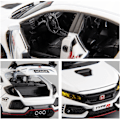 Pikkukuva 3 / 4: Valettu auto 1/32 Hondalle Civic Type-R -mallin auto Vetoauto leluauto valolla ja äänellä Mallin autot pojille tytöille lahjaksi