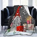 Miniatyrbillede 1 af 5: Ansigtsklud Uldtæppe, Glædelig Jul Dværg Julegave Snefnug Sengetæppe til Sofa, Blødt og behageligt Mikrofiberpude 203,2 X 152,4 cm