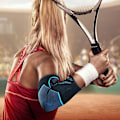 Miniatyrbillede 3 af 5: Albue kompression ærme(1 par)，Tennis albue seler til senebetændelse og tennisalbue，Armstøtter golfalbue støtte sort/blå M