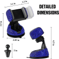 Miniatyrbild 3 av 4: Universell Bling Mobiltelefonhållare, 360° Justerbart Biltelefonfäste med En Extra Luftventilsbas, Kristall Bilinredning Dekoration (Djupblå)