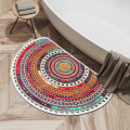 Miniatyrbillede 2 af 4: Halvrund boheme bademåtte, ultra blød og vandabsorberende bademåtte, boho mandala badetæppe, maskinvask/tørring, 30x 20 tommer