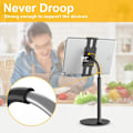 Miniatyrbillede 4 af 5: Multifunktion 360 graders rotation 4-10,6 tommer tablet PC stativ/mobiltelefonholder metal base universal foldbar doven tablet support (farve: D)