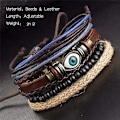 Miniatyrbillede 2 af 5: Heyone 2 stk. sæt multi-lagdelt ondt øje læderarmbånd til mænd flettet reb armbånd beskyttelse smykker