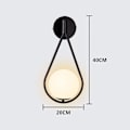 Miniatyrbillede 4 af 5: Sort LED justerbar indendørs væglampe med glasskærm 2 stk., moderne E27 væglampe metal væglampe