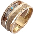 Miniatyrbild 3 av 5: Heyone Dam Läder Manschett Armband Fjäder Multi Strand Armband Wrap Armband Turkos Boho Armband Flätad Läder